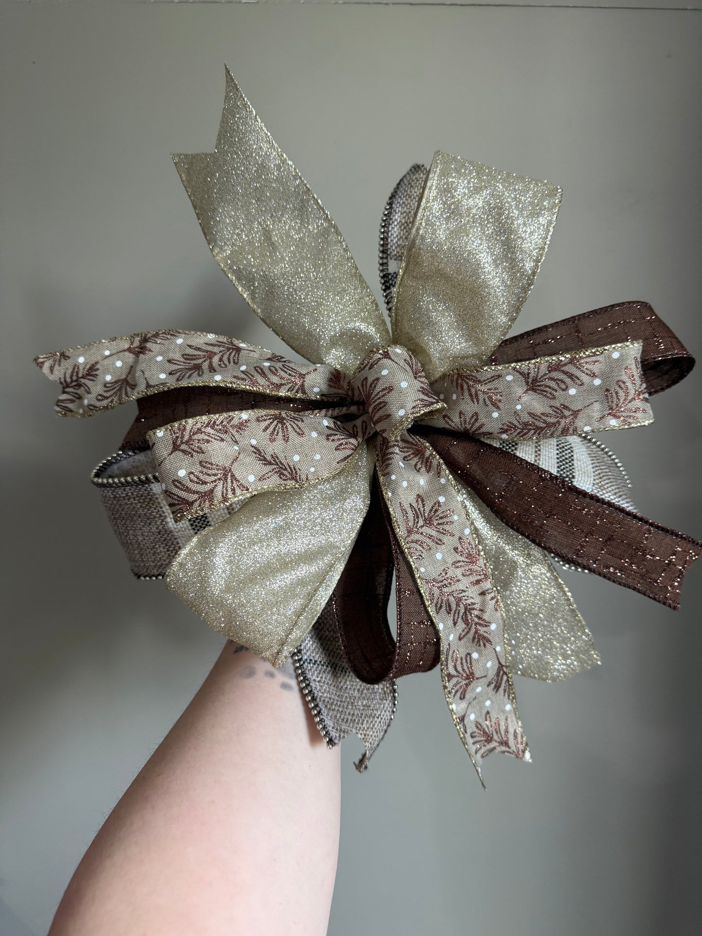 Plaid Gold Bow